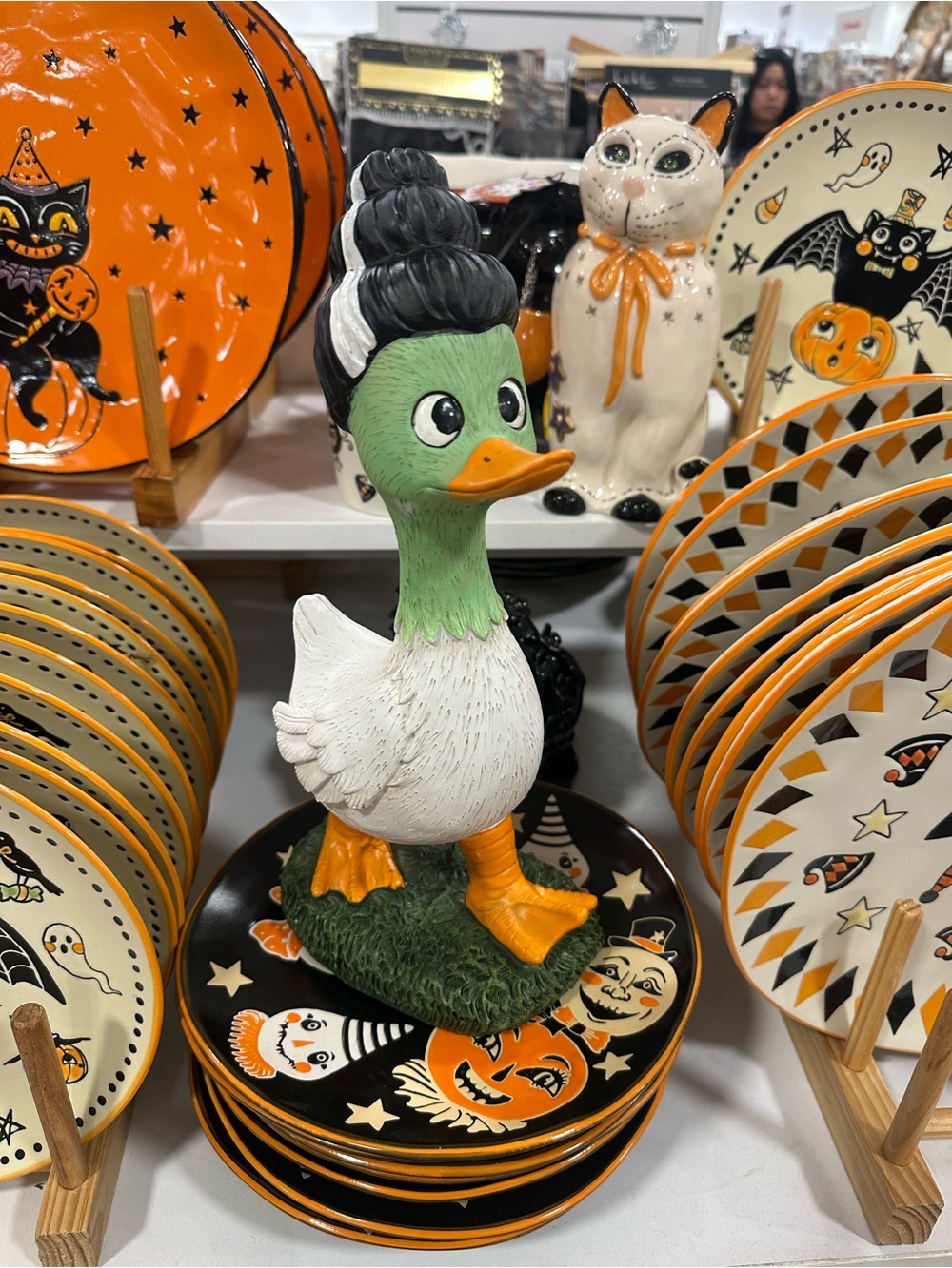 Halloween Green & White Duck frankenstein Figurine - Seasonal Home Décor